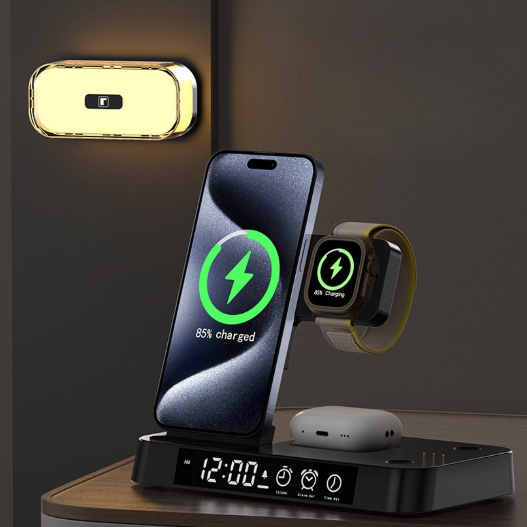 3-in-1 Wecker, Ladestation & Nachtlicht