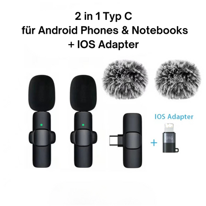 Kabelloses mini Ansteckmikro für IOS & Android