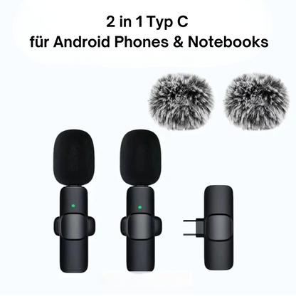 Kabelloses mini Ansteckmikro für IOS & Android