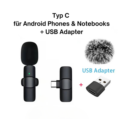 Kabelloses mini Ansteckmikro für IOS & Android