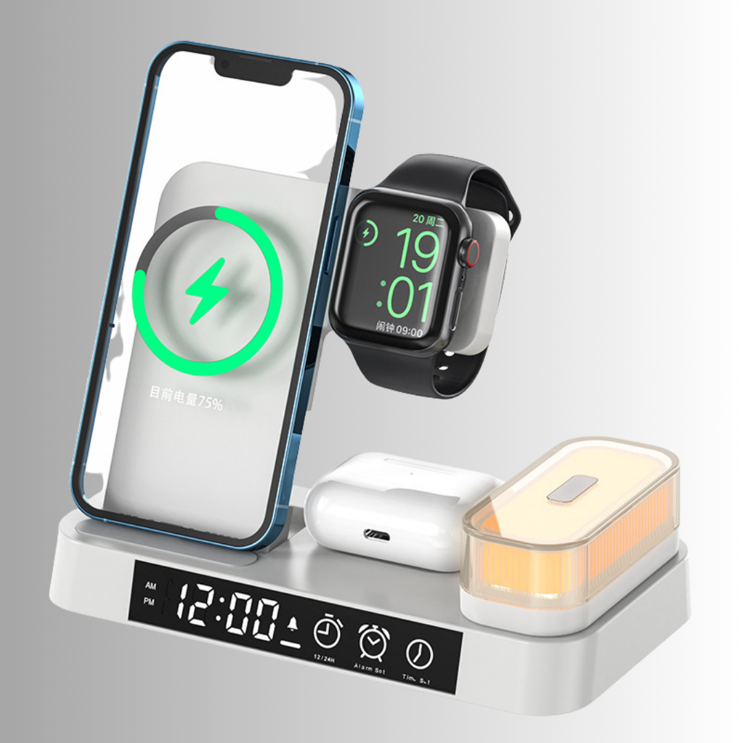 3-in-1 Wecker, Ladestation & Nachtlicht