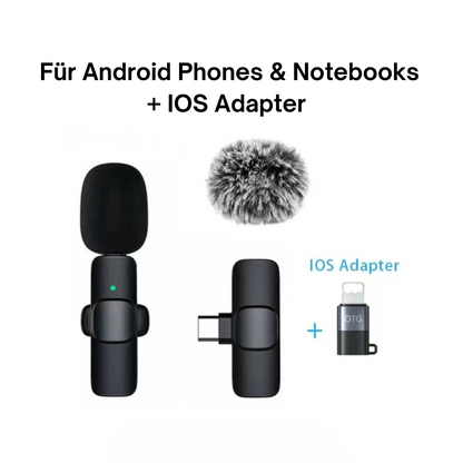 Kabelloses mini Ansteckmikro für IOS & Android
