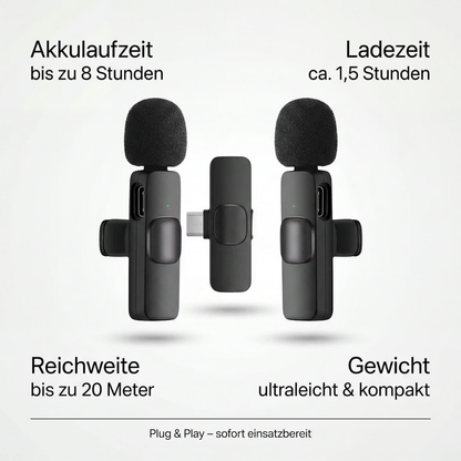 Kabelloses mini Ansteckmikro für IOS & Android