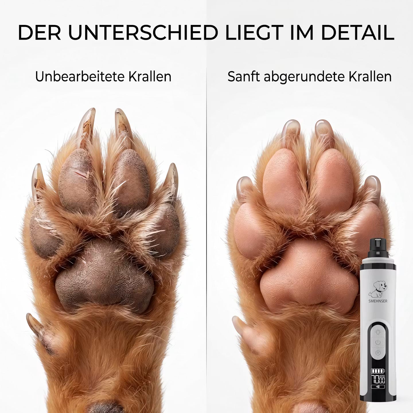 Elektrischer Krallenschleifer mit LED-Licht für Hunde & Katzen
