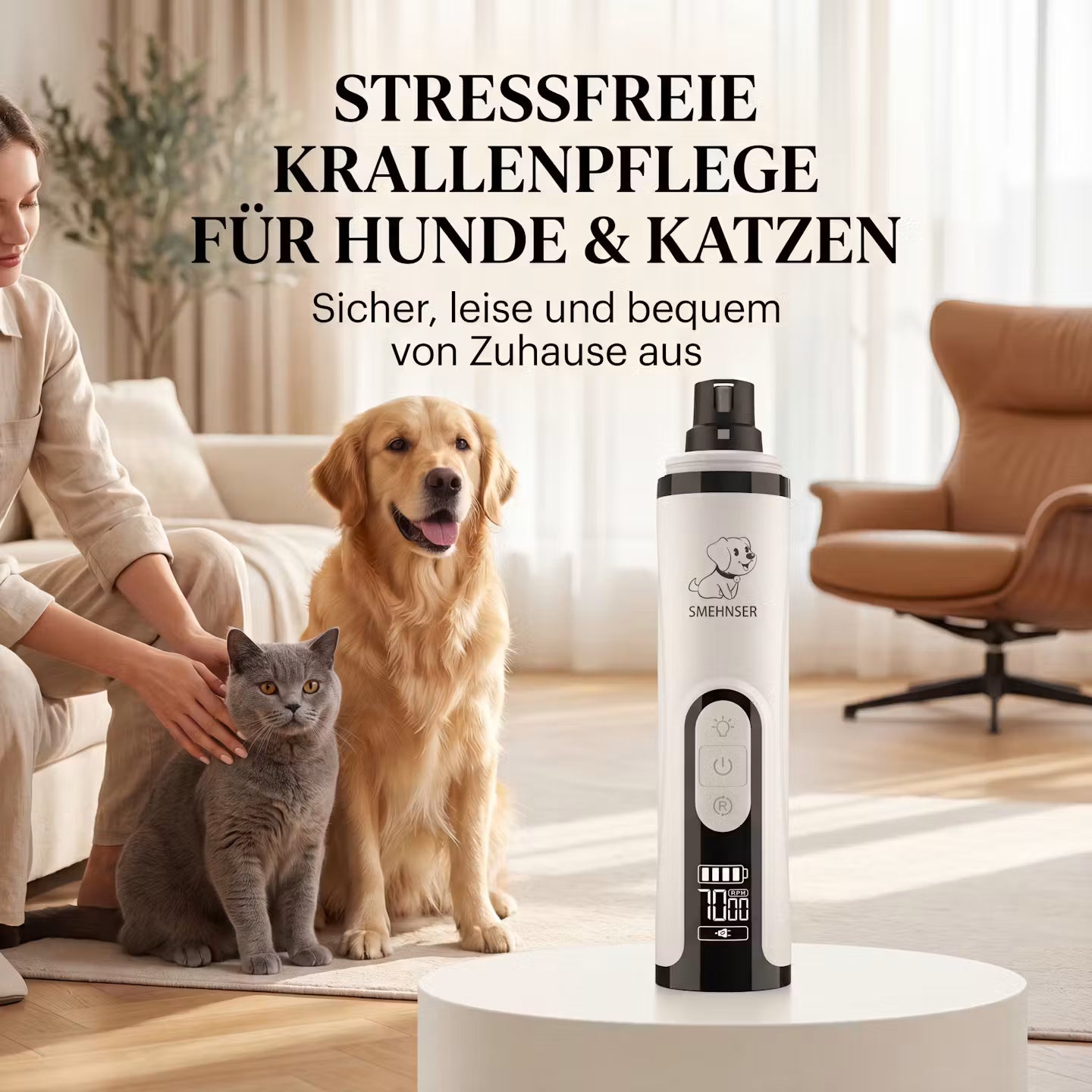 Elektrischer Krallenschleifer mit LED-Licht für Hunde & Katzen