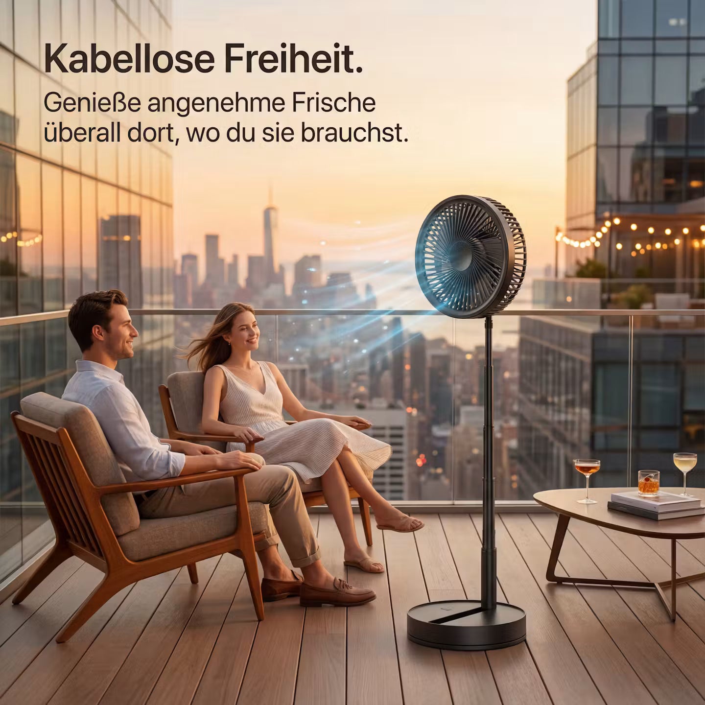 ECHOORIA FlexBreeze™ – Kabelloser 4-in-1 Standventilator