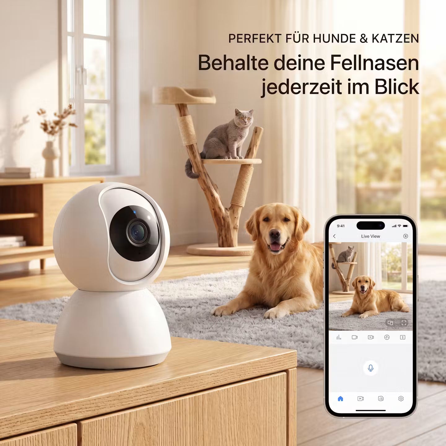 Echooria™ PetWatch Pro - Smarte WLAN-Hundekamera mit Nachtsicht & App-Steuerung