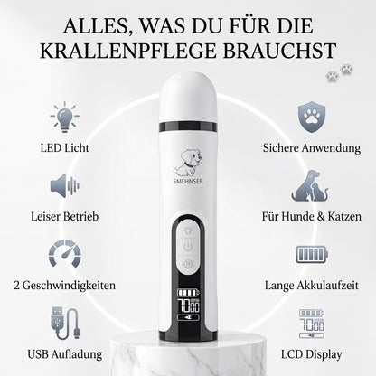 Elektrischer Krallenschleifer mit LED-Licht für Hunde & Katzen