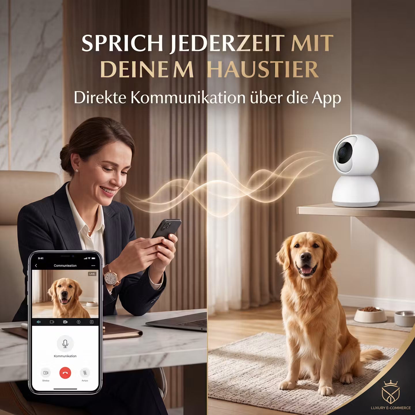 Echooria™ PetWatch Pro - Smarte WLAN-Hundekamera mit Nachtsicht & App-Steuerung