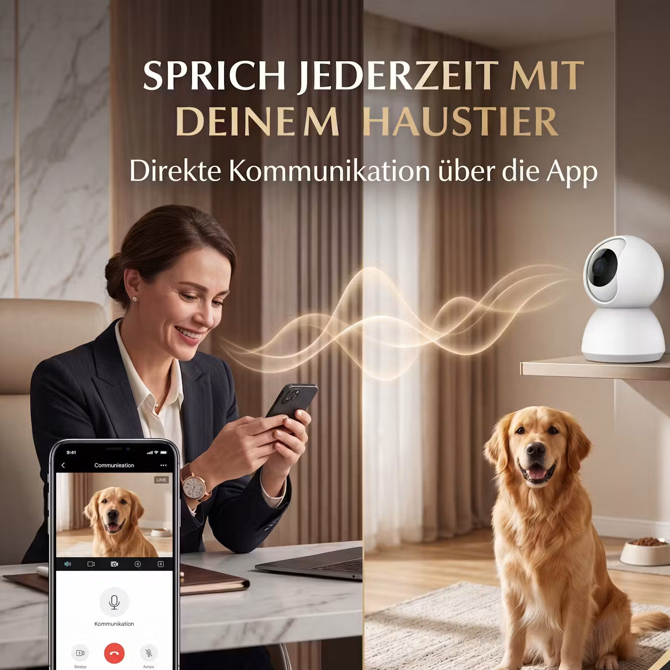Echooria™ PetWatch Pro - Smarte WLAN-Hundekamera mit Nachtsicht & App-Steuerung