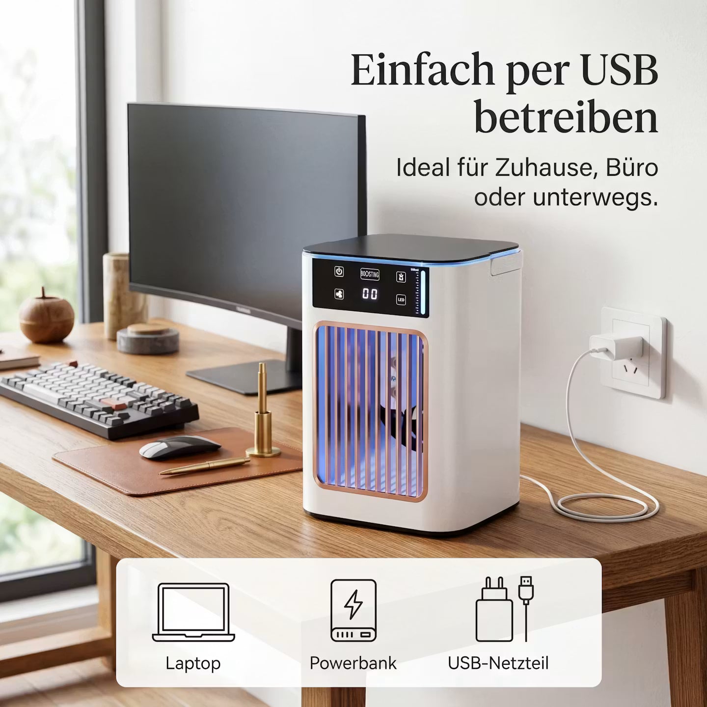 ECHOORIA CoolMist Pro™ – Kühlender Luftbefeuchter & Tischventilator