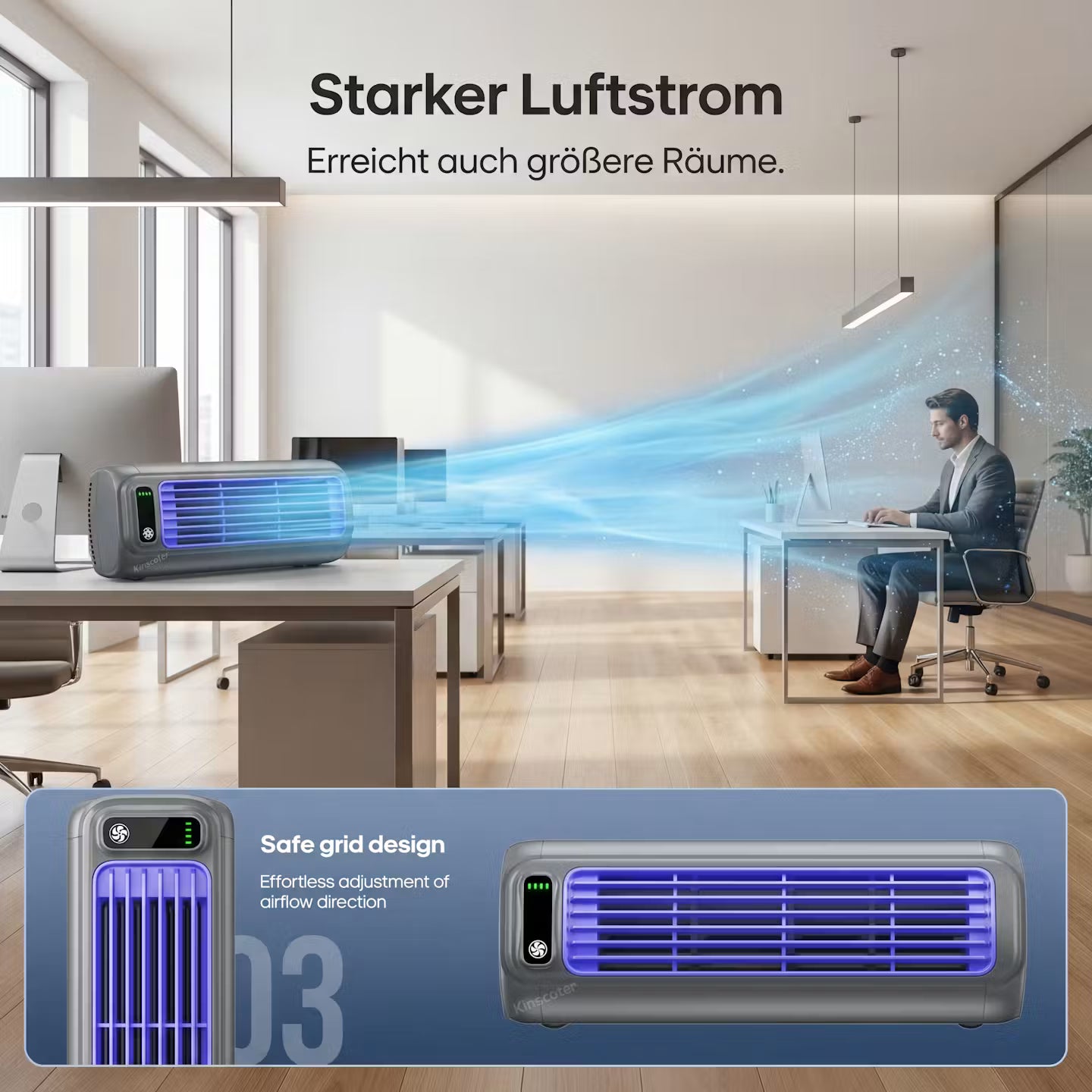 ECHOORIA AirFlow Pro™ – Kabelloser Wandventilator
