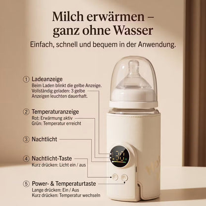 Kabelloser Babyflaschenwärmer mit 6 Temperaturstufen