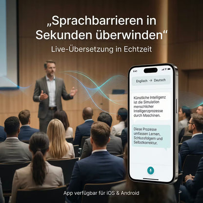 Echtzeit-Übersetzer-Kopfhörer mit KI-Sprachassistenz