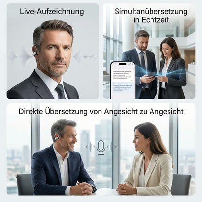 Echtzeit-Übersetzer-Kopfhörer mit KI-Sprachassistenz