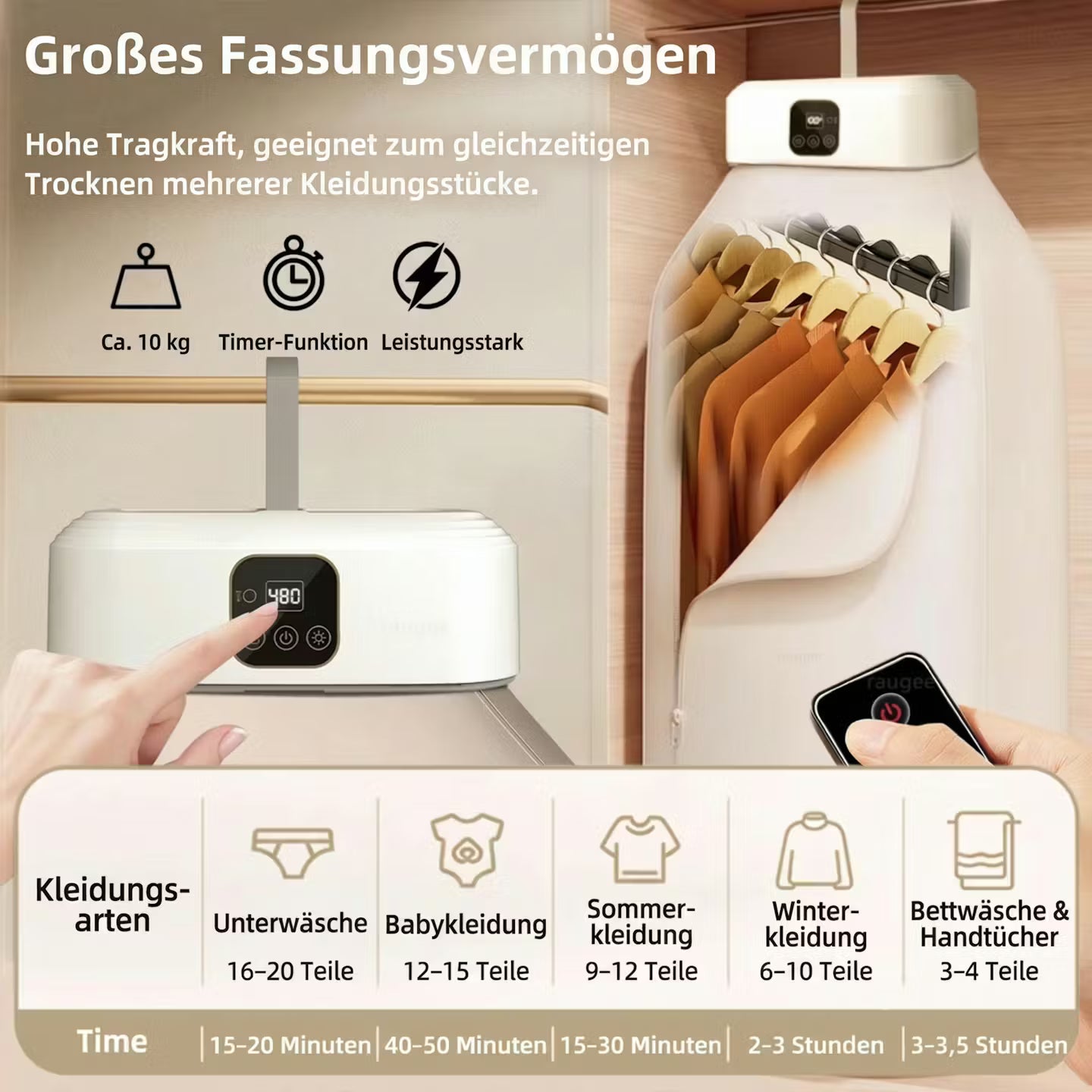 Tragbarer Wäschetrockner mit UV-Sterilisation