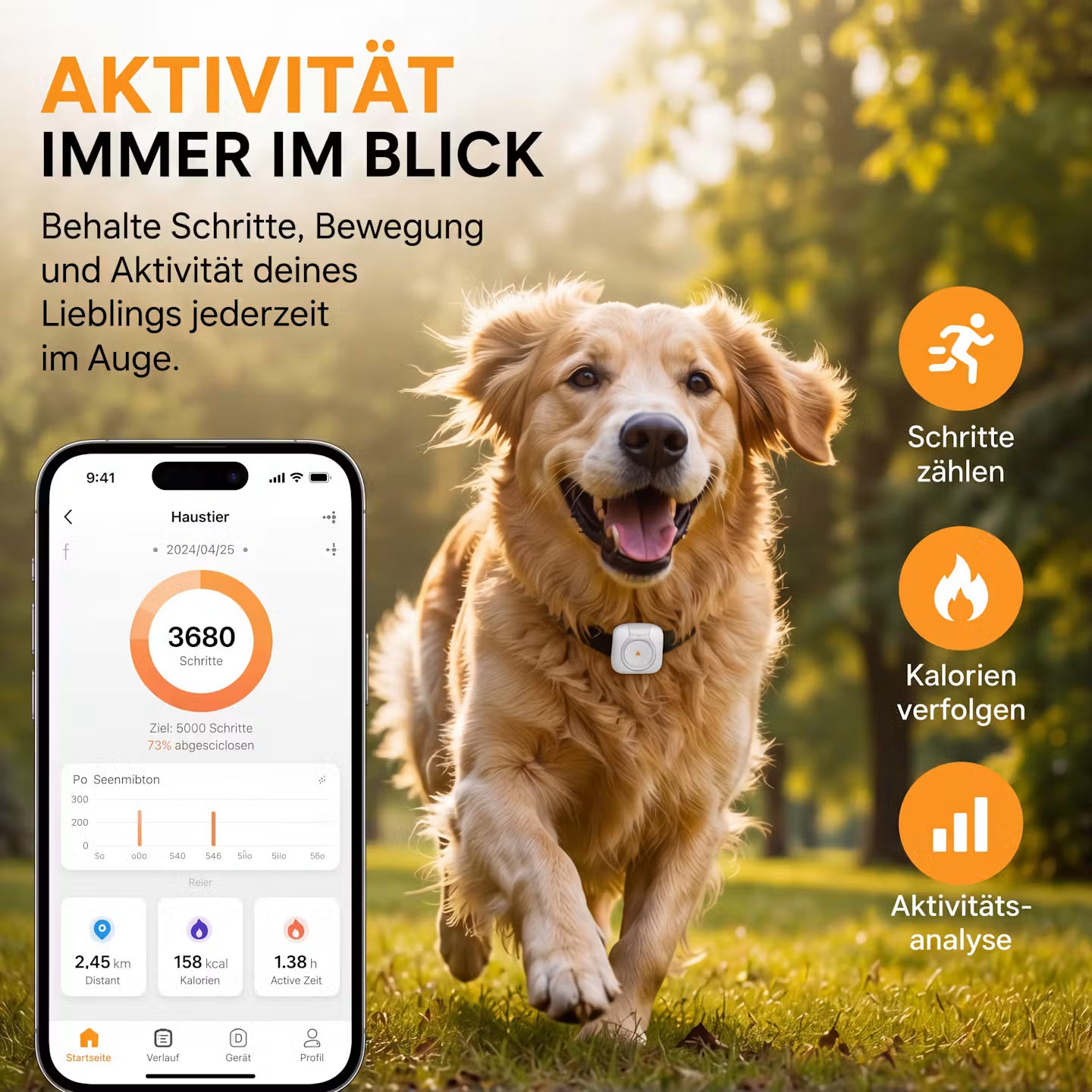 GPS-Tracker Halsband für Hunde & Katzen