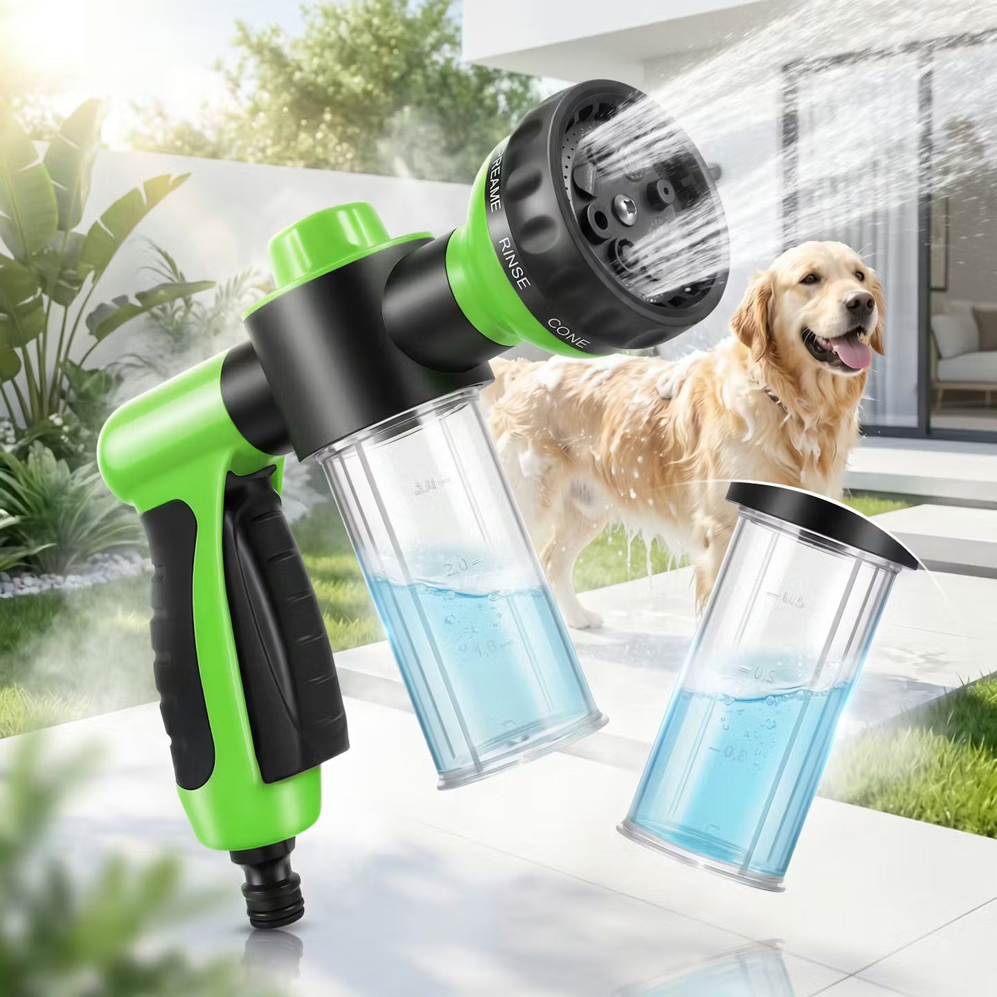 2-in-1 Hundedusche mit Shampoo-Spender