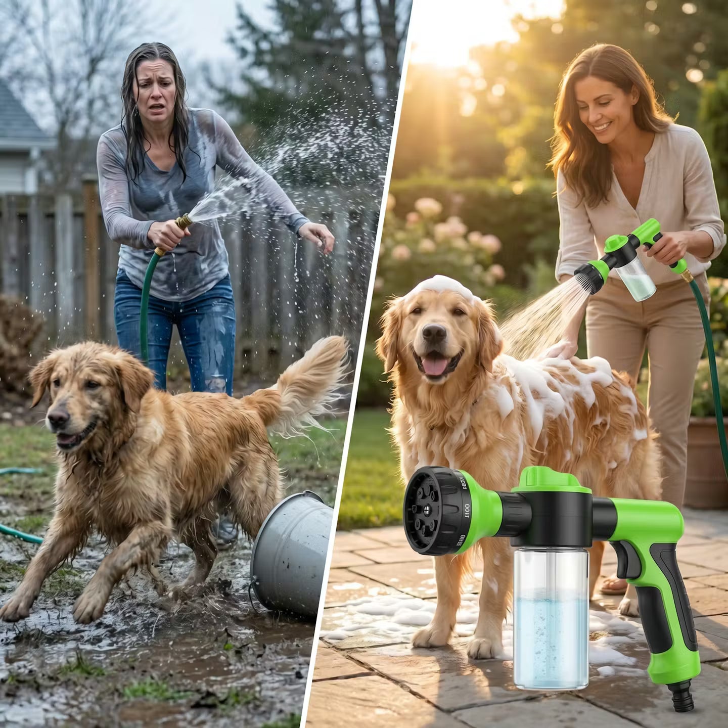 2-in-1 Hundedusche mit Shampoo-Spender