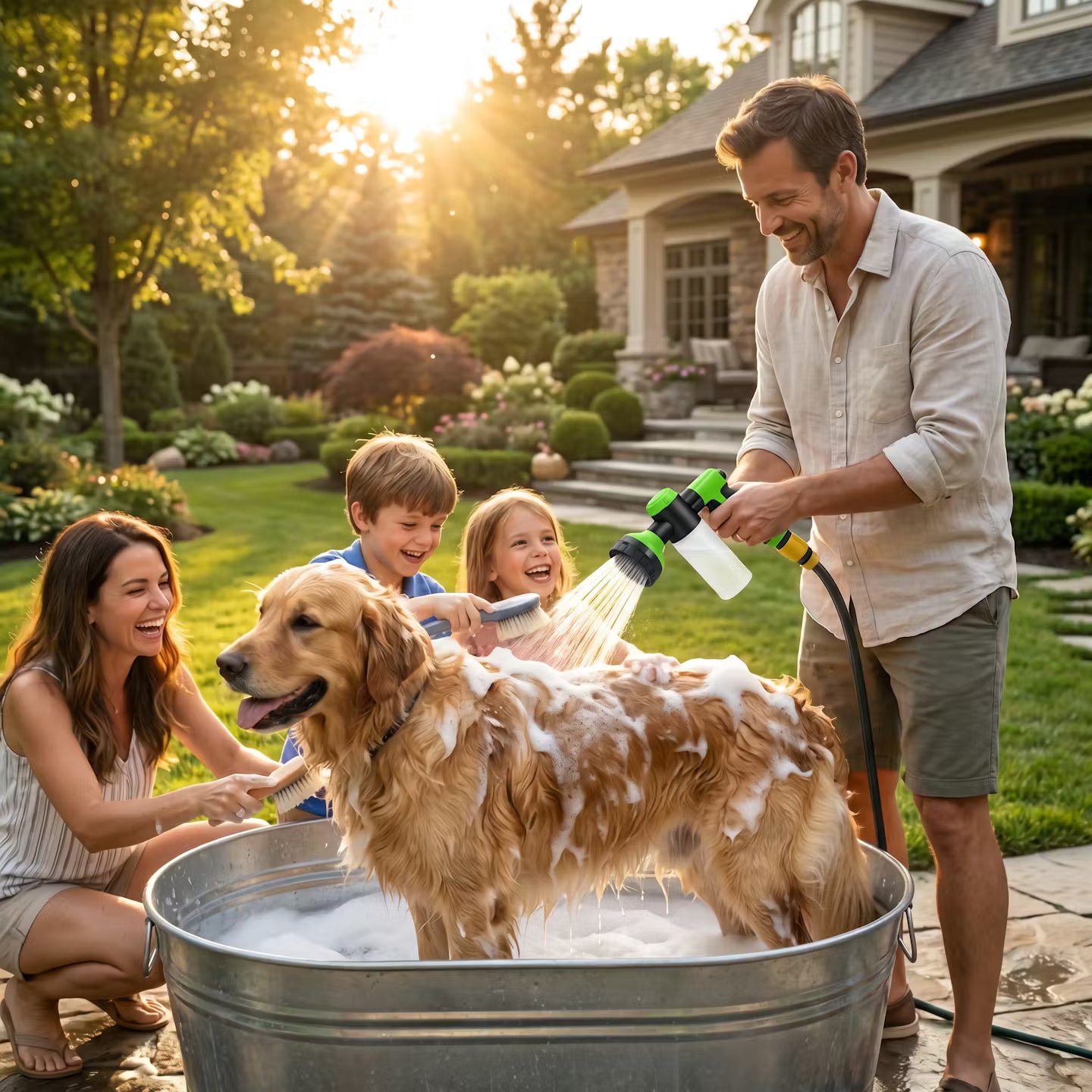 2-in-1 Hundedusche mit Shampoo-Spender