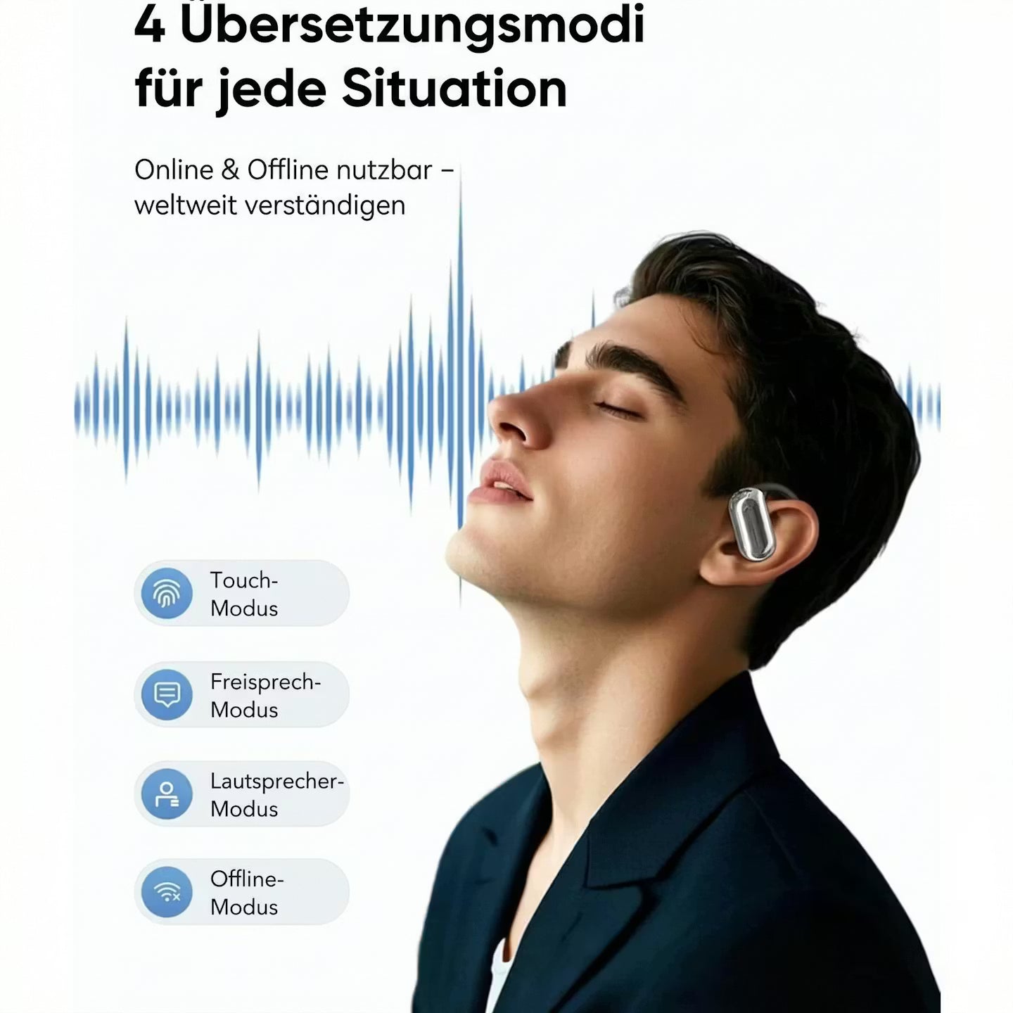 Echtzeit-Übersetzer-Kopfhörer mit KI-Sprachassistenz