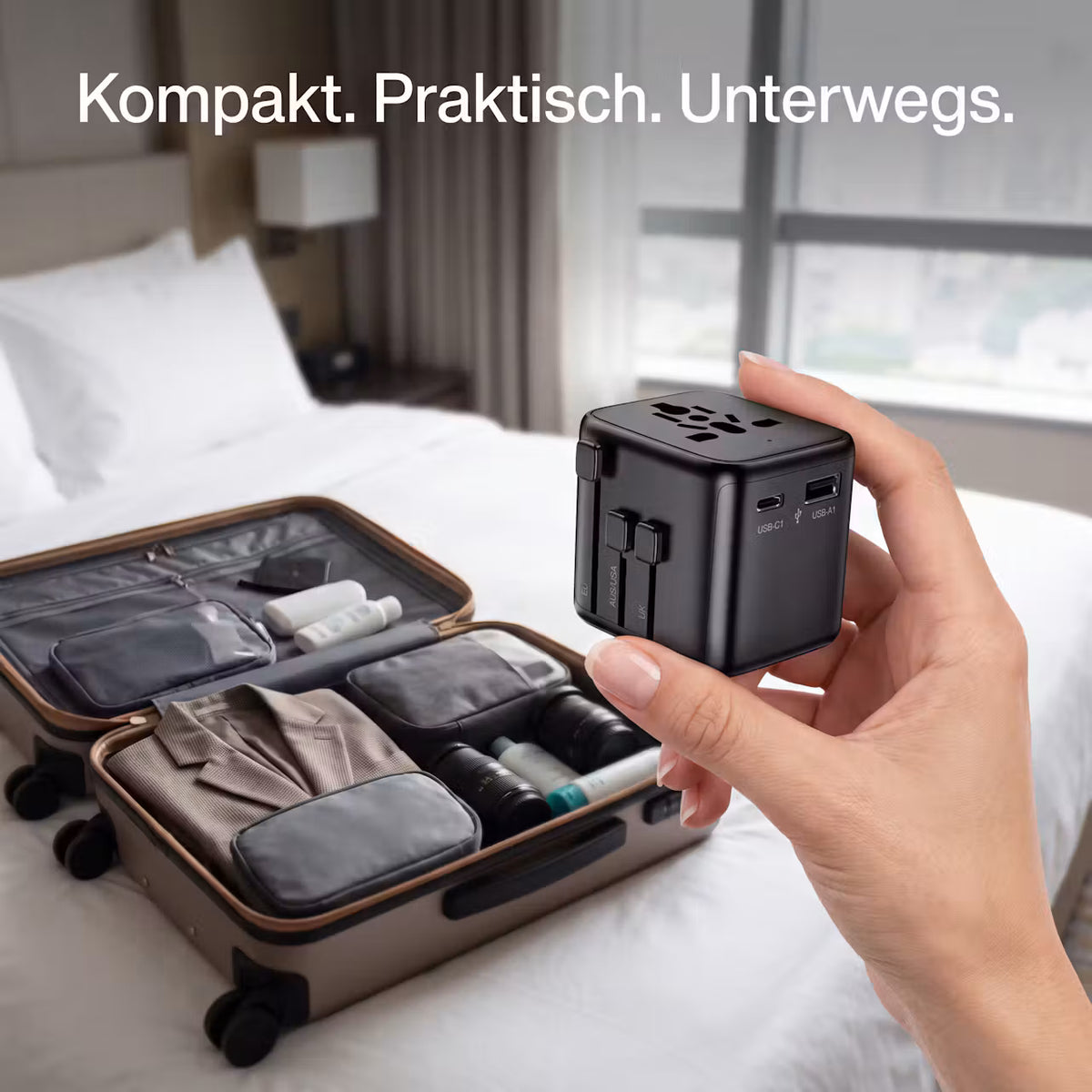 Universeller Reiseadapter mit USB & USB-C PD