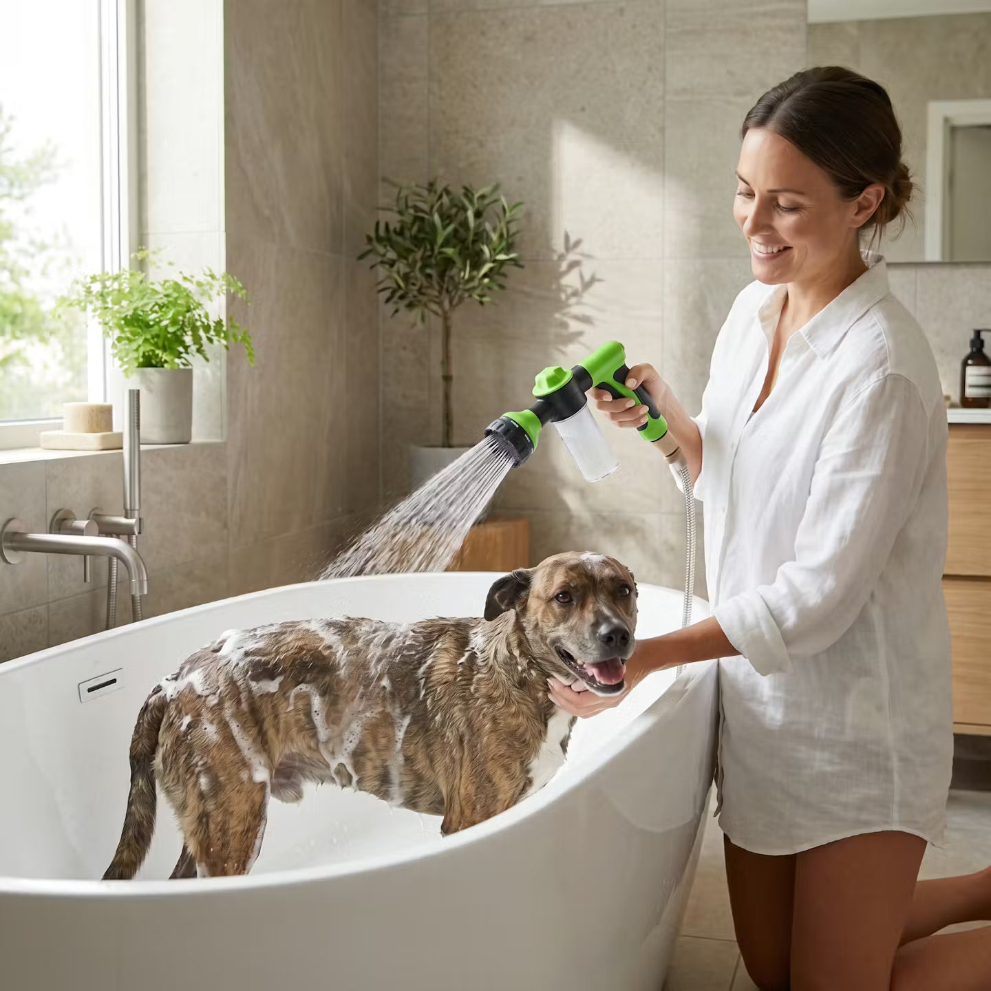 2-in-1 Hundedusche mit Shampoo-Spender