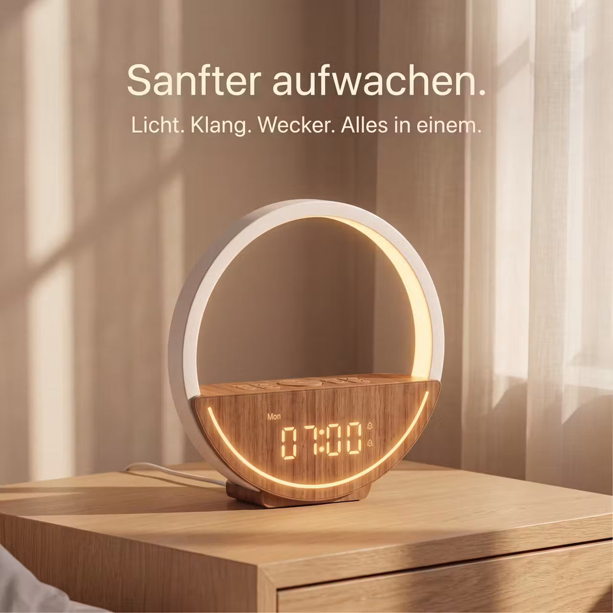 Nachtlicht mit Wecker & Weißem Rauschen