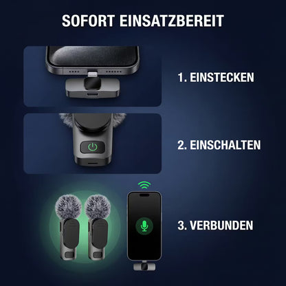 Kabelloses mini Ansteckmikro für IOS & Android