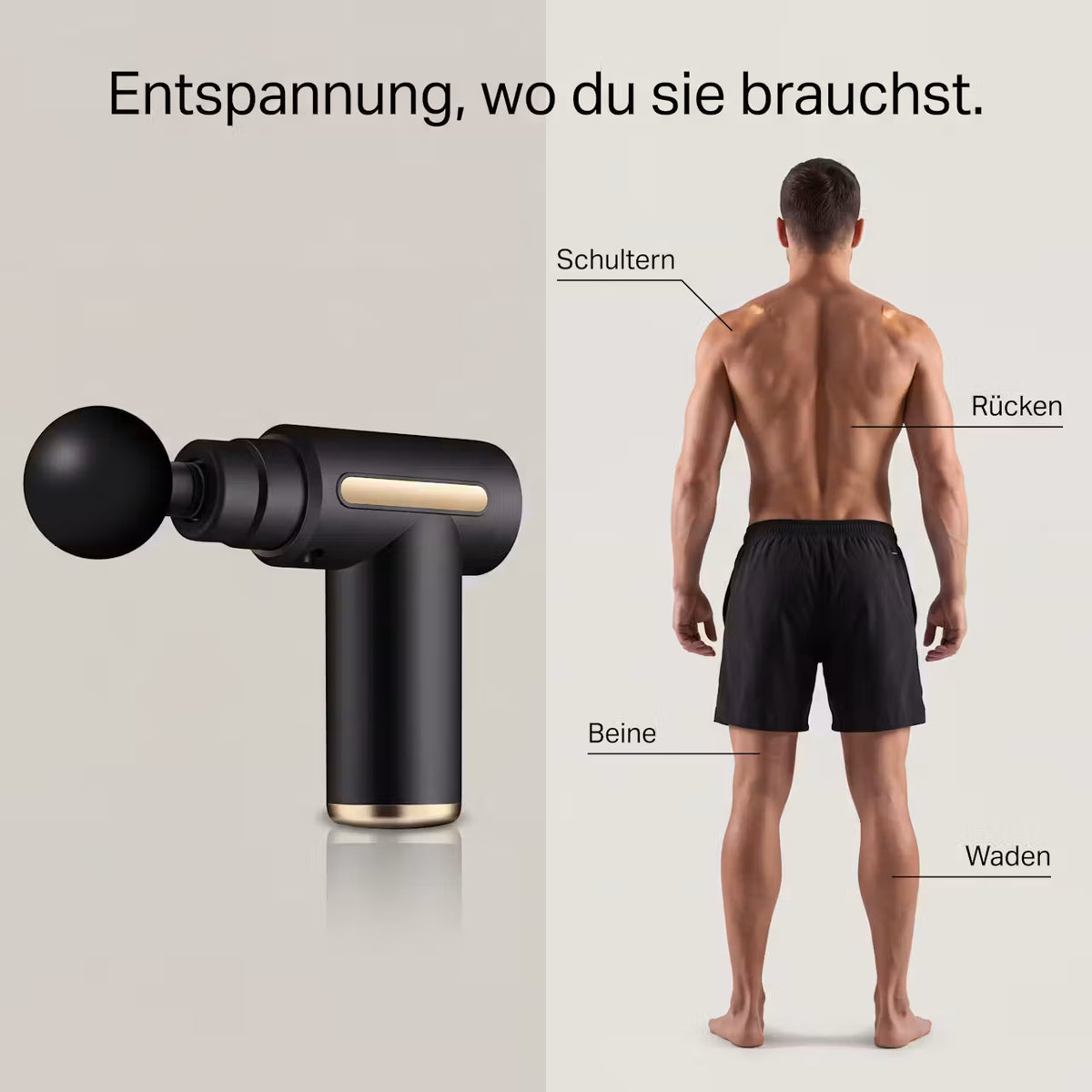 Elektrische Massagepistole mit 4 Aufsätzen