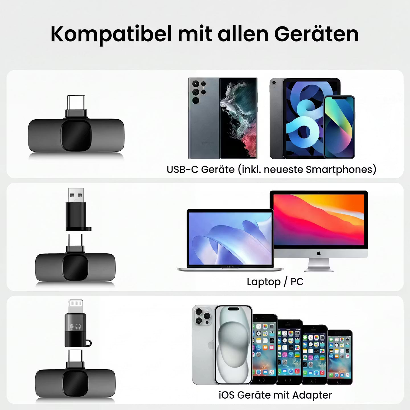 Kabelloses mini Ansteckmikro für IOS & Android