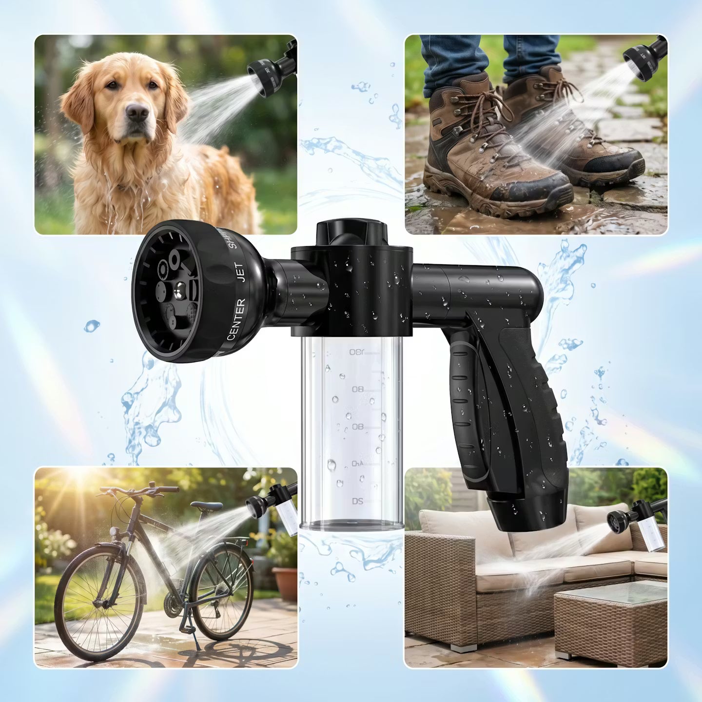 2-in-1 Hundedusche mit Shampoo-Spender
