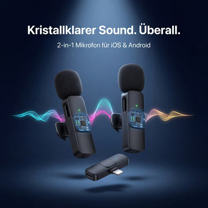 Kabelloses mini Ansteckmikro für IOS & Android