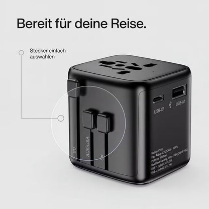 Universeller Reiseadapter mit USB & USB-C PD
