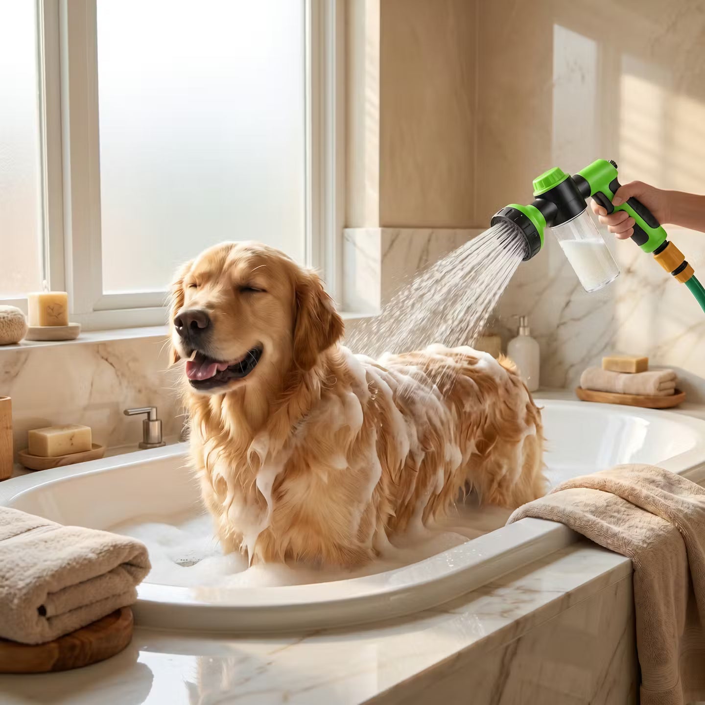2-in-1 Hundedusche mit Shampoo-Spender