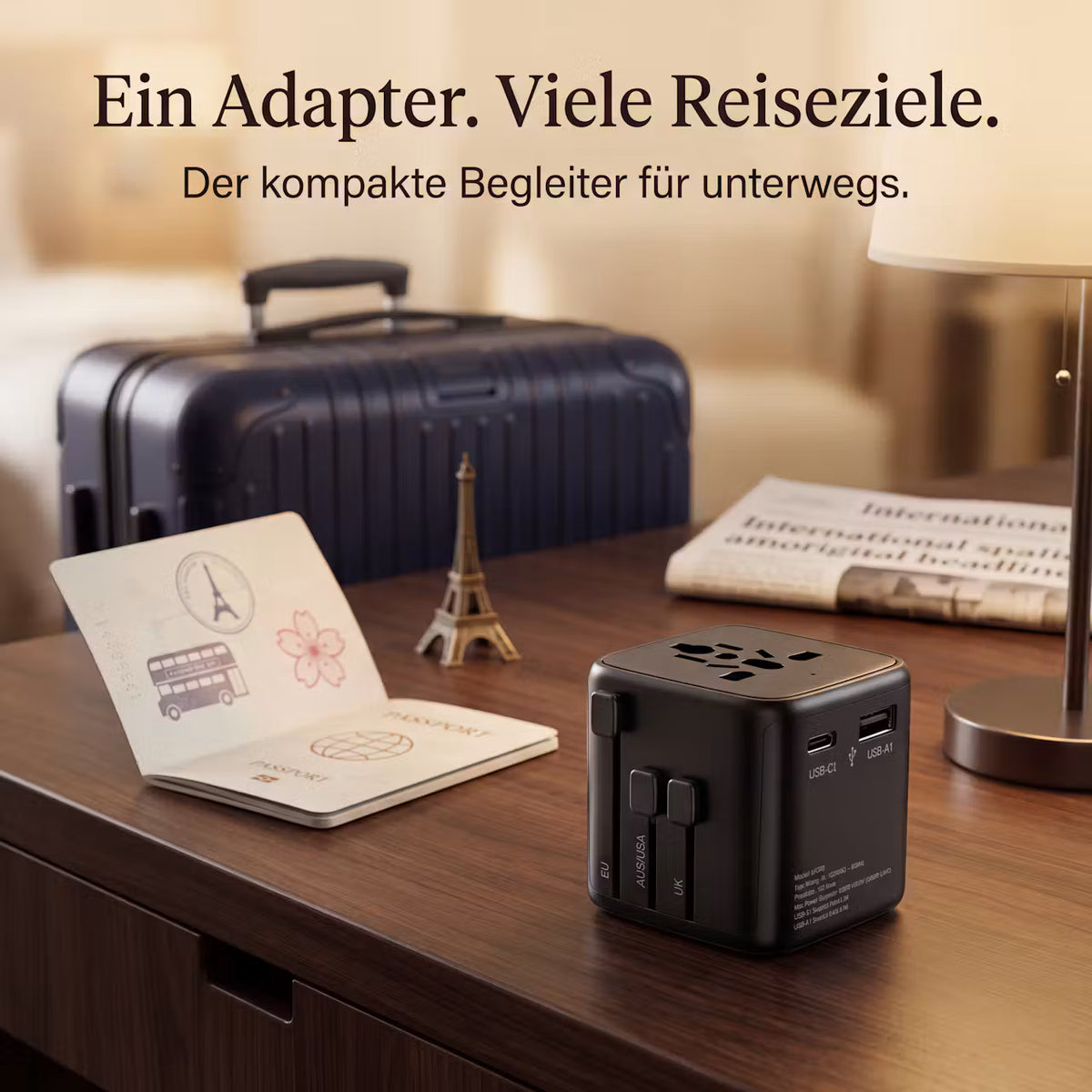 Universeller Reiseadapter mit USB & USB-C PD
