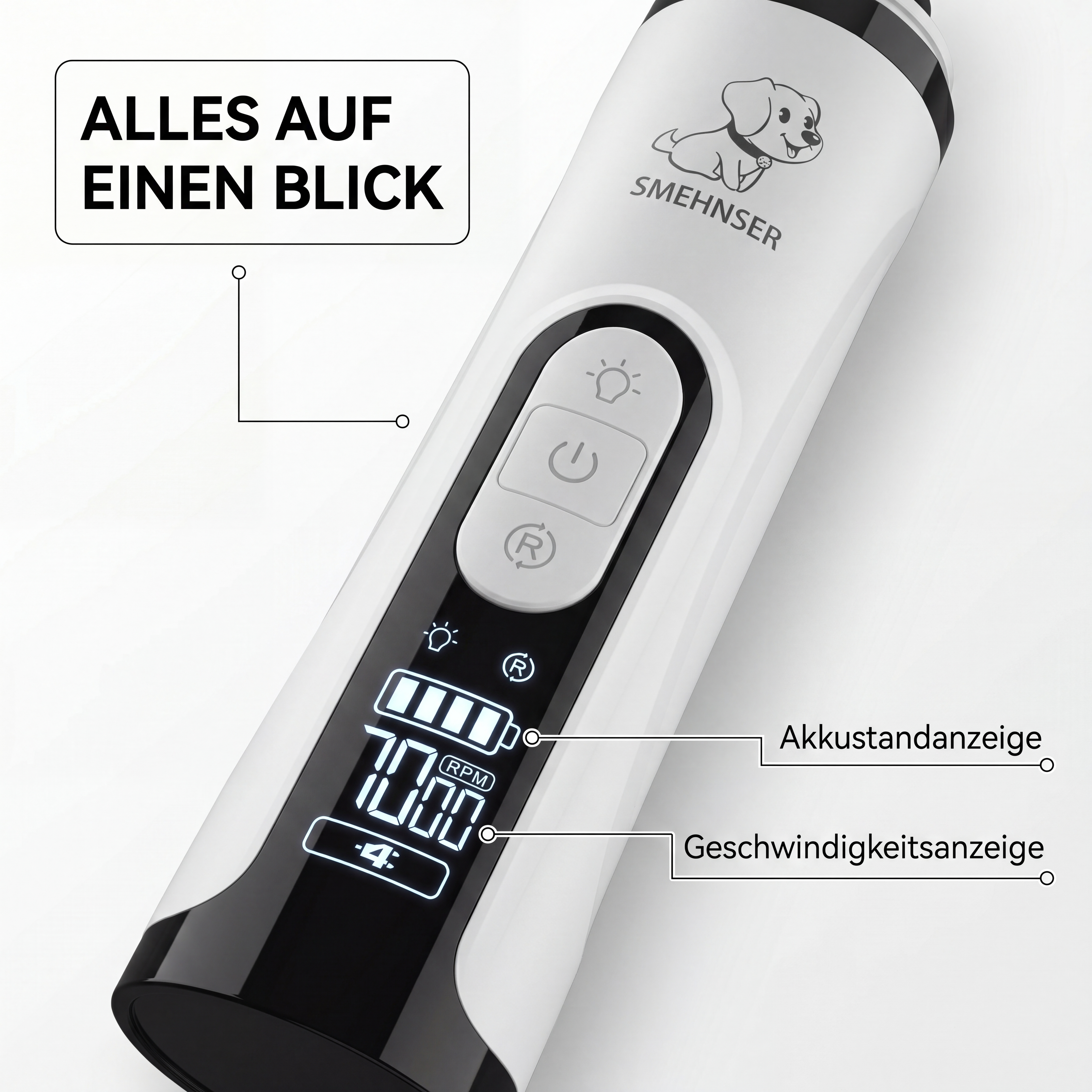 Elektrischer Krallenschleifer mit LED-Licht für Hunde & Katzen